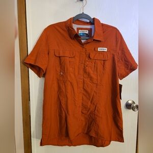 Magellan Womens Fishing Shirt Short Sleeve Size L in Burnt Brick